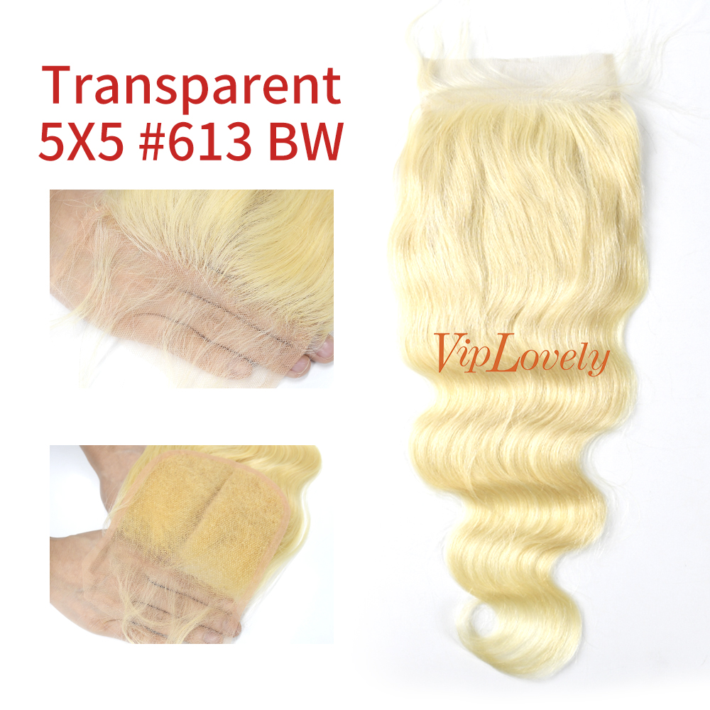 Blonde #613 European Virgin Human Hair 5×5 Lace Closure Body Wave
