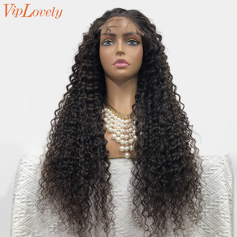 Natural #1b Brazilian Virgin Human Hair 5×5 closure wig Deep Curly