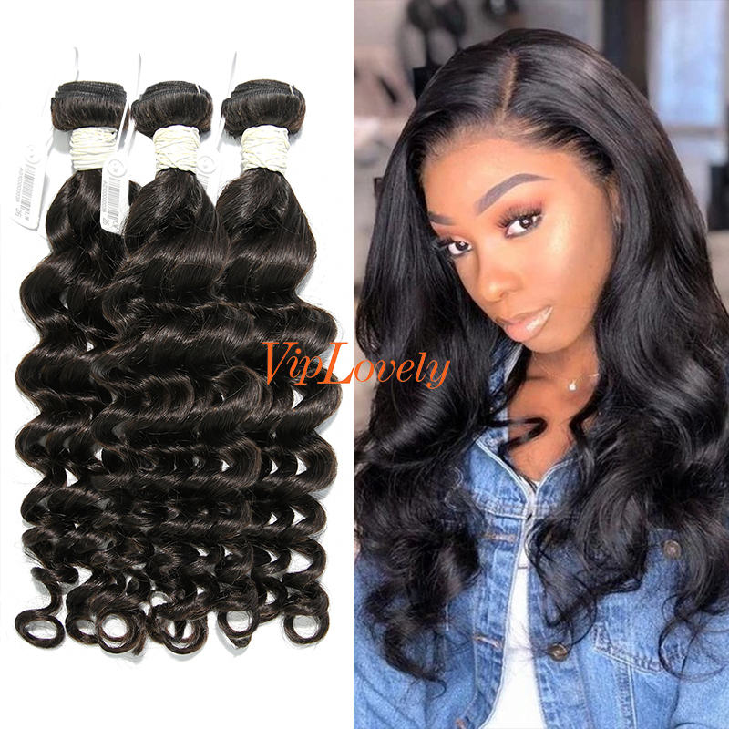 #1b Brazilian Virgin Human Hair Weft loose wave